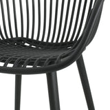 Christopher Knight Home Echoa 7-Piece Patio Dining Table Sets with Umbrella Hole, 63'' Table and Chairs Set for 6 People, Acacia Wood Table Plastic Chairs for Lawn Backyard Garden Deck, Black+Teak Christopher Knight Home