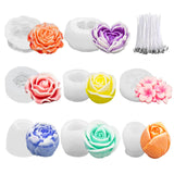 MGLIFEUL 8Pcs Rose Flower Tulip Peony Heart Candle Soap Wax Mold Valentine Day Silicone for Small Butter Candles Chocolate Making Molds Silicones Shapes Moldes De Rosas Silicona para Velas MGLIFEUL