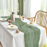 IVAPUPU 2 Pcs Cheesecloth Christmas Table Runner - 10ft Sage Green Boho Gauze Cheese Cloth Table Runners for Baby Shower Decoration Wedding Party Summer Garden Farmhouse IVAPUPU