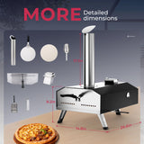 Icyglee 12" Wood Pellet Outdoor Pizza Oven,Wood Fired Portable Pizza Maker with Rotatable Pizza Stone, Countertop Pizza Grill for Backyard and Outside, Black Icyglee