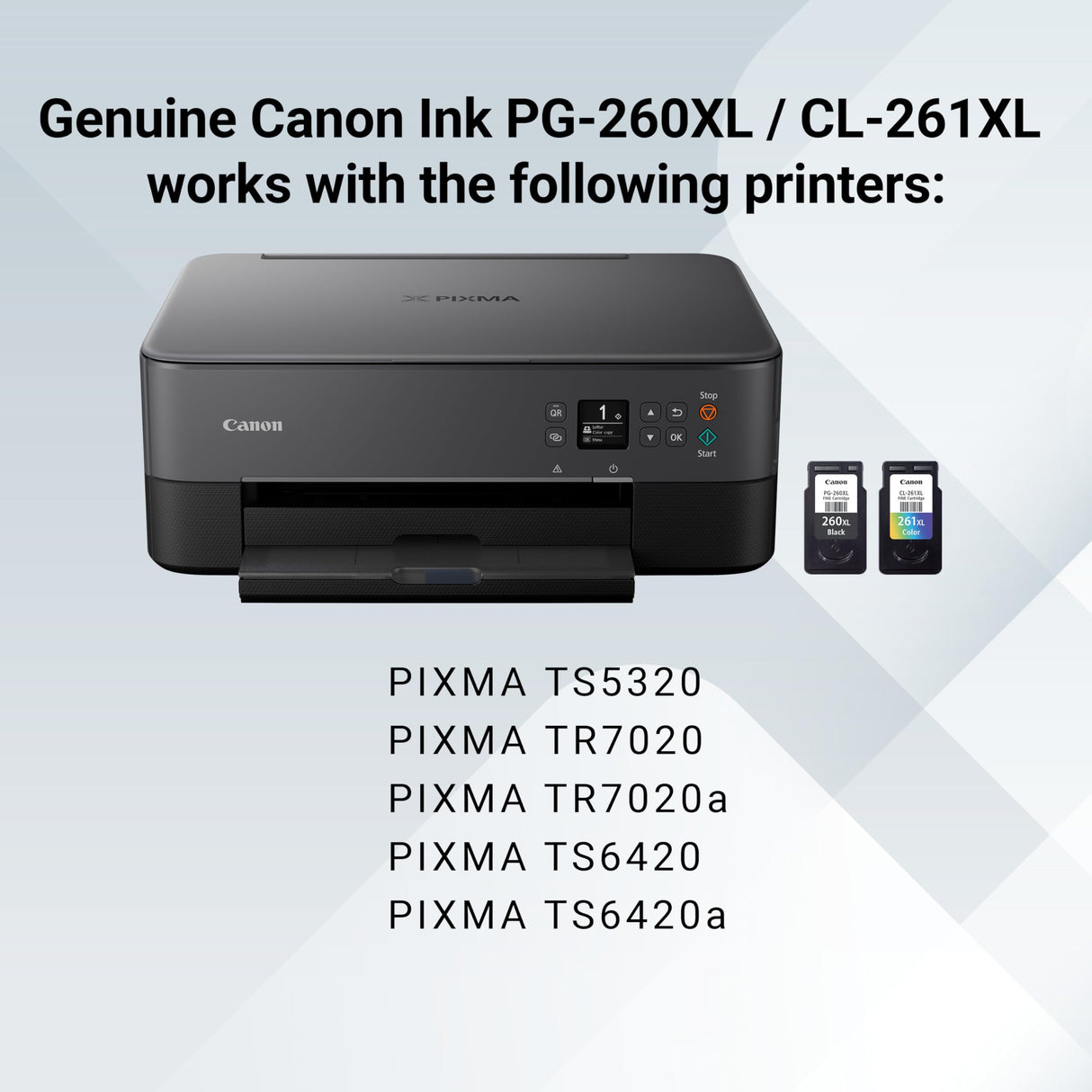 Canon PG-260 XL / CLI-261 XL Genuine Ink Value Pack (2 Cartridges), Compatible with TS5320, TR7020 Canon