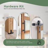 FREDBECK 32in x 80in inch Glass Barn Door with 5.5FT Sliding Barn Door Hardware Kit Included,5-Panel Frosted Glass Wood Panel,Water-Proof Surface,Need Assembly,Fit 29in -30in Opening FREDBECK