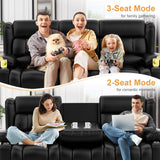 Dresegmt Loveseat Recliner Sofa, Flip Middle Backrest Design PU Leather 3 Seat Reclining Sofa with Storage Drawer, Manual Couch for Living Room/RV (Black, PU) Dresegmt