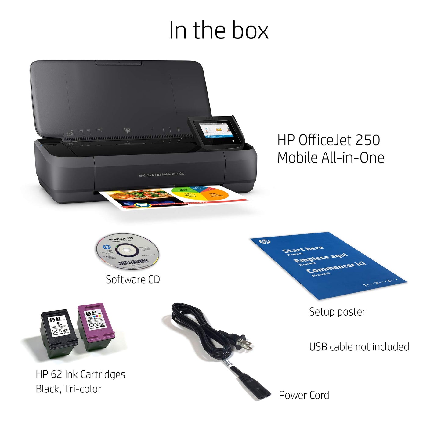 HP OfficeJet 250 All-in-One Portable Printer with Wireless & Mobile Printing, Works with Alexa (CZ992A) Black