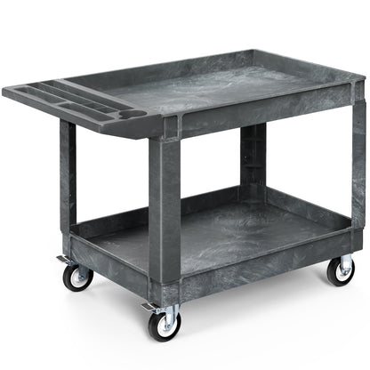 YITAHOME Utility Cart on Wheels, 550 lbs 2 Shelf Heavy Duty Rolling Cart, 45 x 25 in Plastic Service Cart Work Cart with Wheels for Warehouse Garage School & Office, Cleaning, Gray