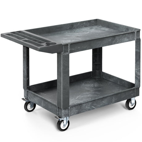 YITAHOME Utility Cart on Wheels, 550 lbs Service Cart 45 x 25 Inch Rolling Work Carts with Wheels, 2 Shelf Heavy Duty Plastic Cart Suitable for Warehouse, Garage, School & Office, Cleaning, Gray YITAHOME