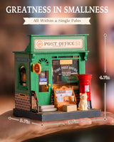 Rolife DIY Mini Building House Miniature Kit-Century Post Office, Miniature Lifestyle Mini Bookshelf Decoration, DIY Hobbies/Gifts for Craftsman (Century Post Office) Rolife