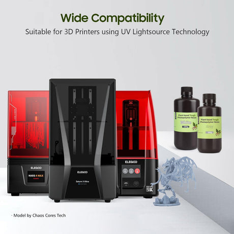 ELEGOO ABS-Like Plant-Based 3D Printer Resin with Low Odor and High Precision, 405nm UV Curing Resin for Mars Saturn Jupiter MSLA DLP LCD 3D Printing - Clear Green 2000g ELEGOO