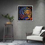 Stalente Diamond Painting Kits for Adults, 5D Special Shape Diamond Art Kits for Beginners, Crystal Rhinestones Diamond Painting for Home Wall Decoration Gift 12×12inch, Sun and Moon Stalente