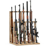 amoard Indoor Gun Racks, Wooden Free Standing Heavy Duty Shotgun Display Rack, Rifle Stand Organizer, 12 Rifles Storage Holder Wood Gun Rack (Carbonized Black) amoard
