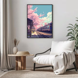 PUAGEMTI DIY Cherry Diamond Painting, Cherry Blossom and Subway Paint by Numbers for Beginners, Full Round Diamond Art Kits for Room Decor and Living Room Decor (12x16 inch) PUAGEMTI