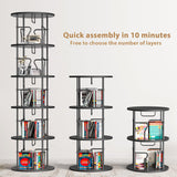 VYRIVA 5 Tier Rotating Bookshelf Tower, 360° Display Round Bookcase, Floor Standing Corner Revolving Bookshelf Organizer Storage Rack for Home Study Office, Small Spaces VYRIVA