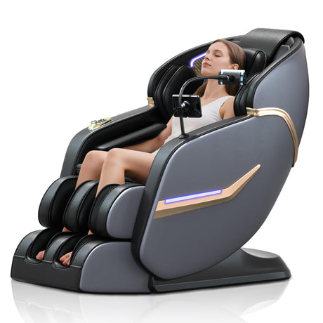 Hitree 4D Massage Chair Full Body, Zero Gravity Recliner with 57'' SL Track, Shiatsu Massage with Body Scan, Deep Yoga Stretch, Foot Rollers, Heating, Upgraded Calf, Bluetooth, Black Hitree