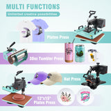 ColorSub Heat Press Machine for T Shirts 12x15 Inch- 5 in 1 Combo Heat Press Machine for Sublimation Heat Transfer ColorSub