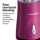 Hamilton Beach Portable Blender for Shakes and Smoothies with 14 Oz BPA Free Travel Cup and Lid, Durable Stainless Steel Blades for Powerful Blending Performance, Raspberry (51131) Hamilton Beach