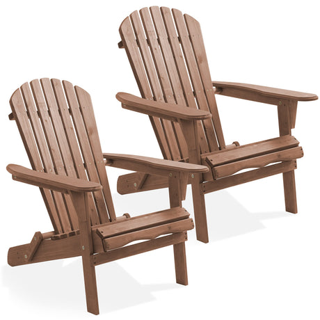 Casafield Folding Adirondack Chair, Set of 2 Cedar Wood Outdoor Fire Pit Lounge Chairs for Patio, Deck, Yard, Lawn and Garden Seating, Partially Pre-Assembled - Espresso Casafield