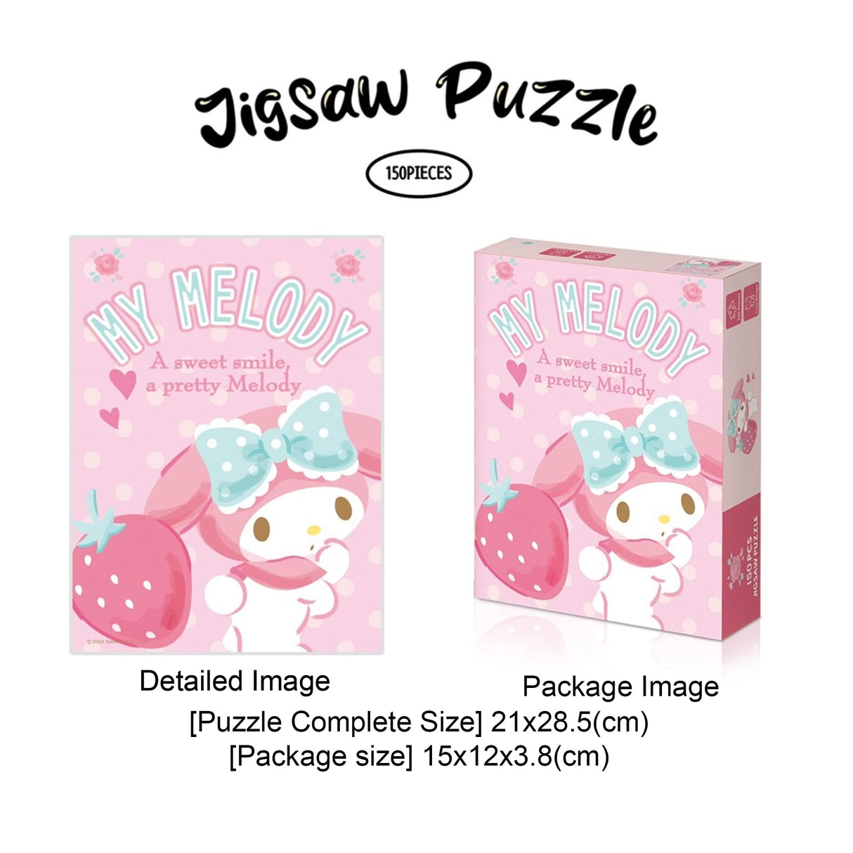 Jigsaw Puzzle My Melody 150pcs - Games for Family Bonding, Boosting Cognitive Skills, and Stress Relief - Animated Characters, Premium Quality Materials, Challenging Puzzle Experience MENBLY