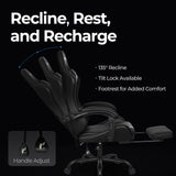 N-GEN Video Gaming Chair with Footrest High Back Ergonomic Comfortable Office Computer Desk with Lumbar Support Height Adjustable with PU Leather Recliner for Adults Women Men (Black) NEO CHAIR