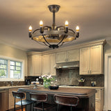 MADSHNE 23" Black Candle Ceiling Fan with Lights Remote Control,Modern Rustic Farmhouse Ceiling Fan,Bladeless Caged Ceiling Fan with Light,Reversible, 6004M MADSHNE