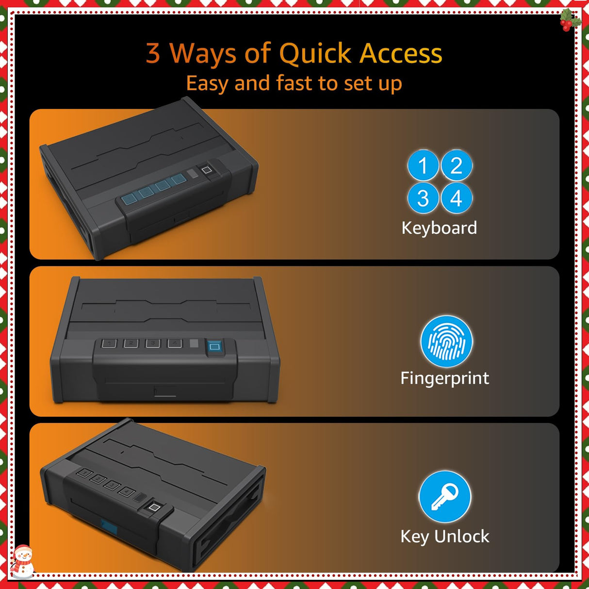 [ 20% Larger capacity ] Biometric Gun Safe for Handgun,Fingerprint Safe Box for Guns,Electronic Quick-Access Pistol Safe Nightstand hidden gun storage for Bedside Home Lock Box,Black XPEDITION