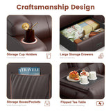 Recliner Sofa, Massage Reclining Sofa 3 Seater Sets Heavy Weight Capacity, RV Loveseat Couch Clearance with Flip Back Console, Storage, Cup Holders, Wall Hugger Reclining Couch for Living Room Aotolo