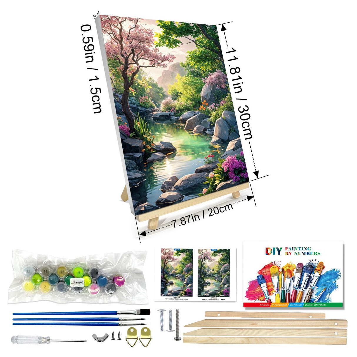 JOOZ Paint by Numbers Kit for Adults with Frame, Landscape Paint by Number Canvas, Mountain Paint by Numbers with Easel, DIY Flowers Scenery Oil Painting Kit for Home Wall Decor 8 x 12 Inch JOOZ