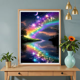 5D DIY Diamond Painting, 30x40cm Rainbow Galaxy River Starry Sky Art, Full Round Drill Craft for Adults Beginners, Dreamy Room Decor Gift Amz Camel