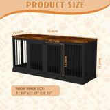 71 inches Extra Large Dog Crate Furniture Indoor Wooden Dog Kennel Furniture Heavy Duty Dog Crates TV Stand with Removable Divider for 2 Large Medium Small Dogs Black NEBZHASK