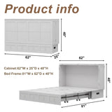 Keloyid Solid Wood Murphy Bed Cabinet：Queen Size Murphy Bed with USB Charging Station and Large Storage Drawer for Home，Optimize Sleeping Space（Mattress Not Included） Ivory White-11 Keloyid