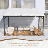 VONZOY 10' x 14' Gazebo, Hardtop Wall Mounted Lean to Gazebo Pergola for Patio, Large Aluminum Pergola Awnings for Decks, Patio, Backyard, Porch VONZOY