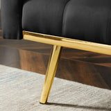 73" Modern Velvet Sofa Bed Futon,Convertible Sleeper Sofa Couch with 3 Angle Adjustable Backrest, Modern Loveseat with 4 Golden Metal Legs for Living Room and Bedroom (Black) oaaktu