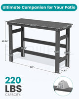 SERWALL 41" Outdoor Bar Table, All Weather HDPE Patio Bar Counter Height Table, Rectangle Patio Bar Table for Outside, Garden, Backyard, Balcony, Poolside, Grey SERWALL