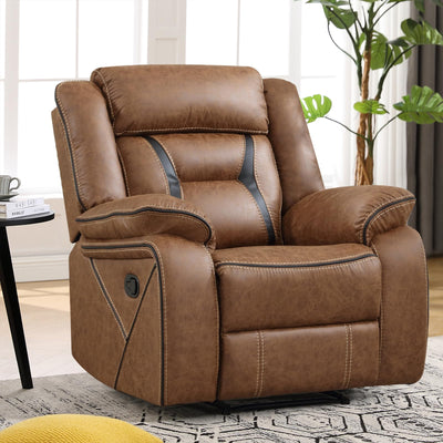 EBELLO Faux Leather Manual Recliner Chair, Modern Design Single Reclining Sofa Chair with Comfortable Armrest and Backrest, Furniture for Living Room, Bedroom, Brown