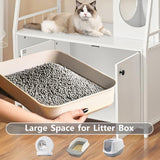 Redlife Cat Litter Box Enclosure Furniture, 2-in-1 Litter Box Furniture with Charging Socket 2 Shelves, Washroom Hidden Indoor Cat Cabinet, 53'' Wooden Pet Cabinet White Redlifeᅟᅠ