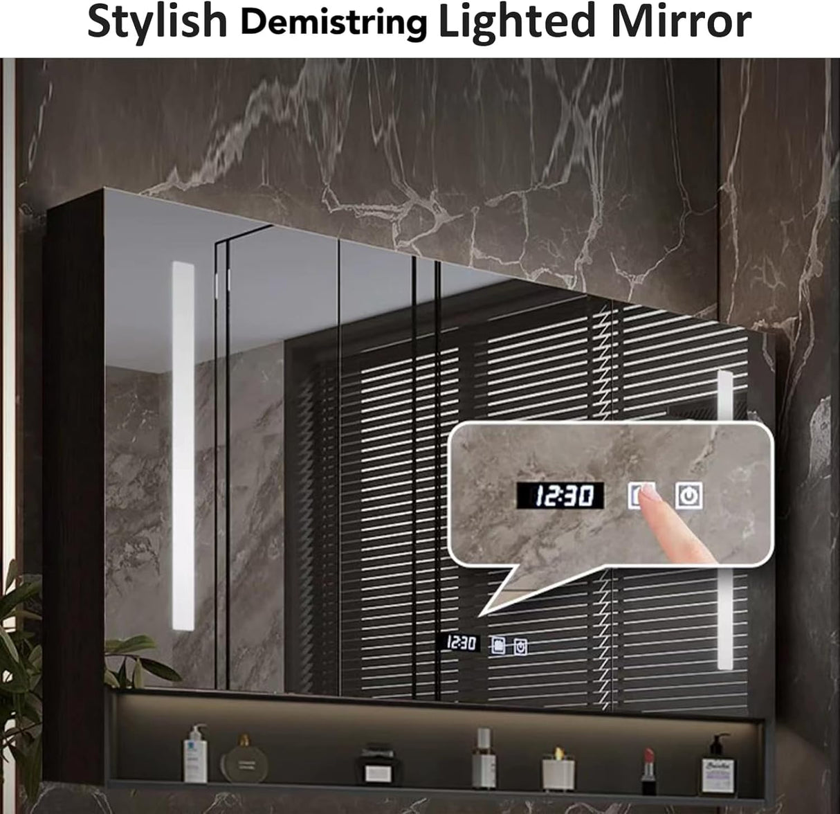 TIZAZO 60IN Bathroom Vanity with Single Sink -Smart Demisting Mirror Cabinet & LED Lighting | Modern Wall Mounted Bathroom Vanity TIZAZO