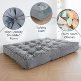 MAXYOYO 8" Futon Mattress Queen Size, Extra Thick Futons Sofa Couch Bed, Velvet Floor Mattress, Shredded Foam Filling (Frame Not Included),Dark Grey MAXYOYO