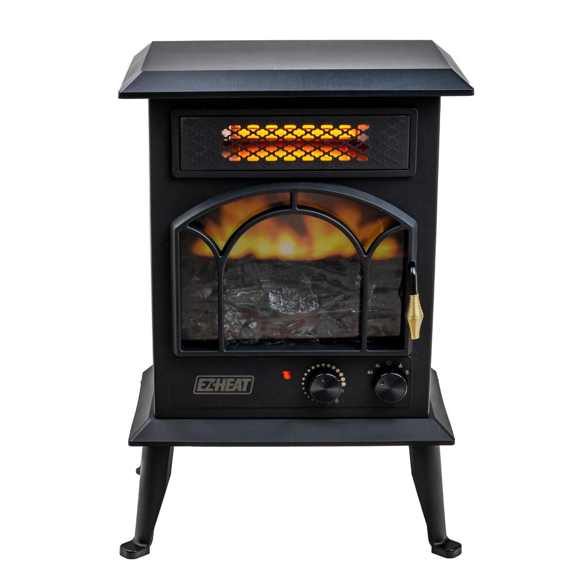 EZ-HEAT Electric Fireplace Space Heater with Flame Effect, Adjustable Thermostat, Dual Heat Settings, and Overheat Protection, MT1288 EZ-HEAT