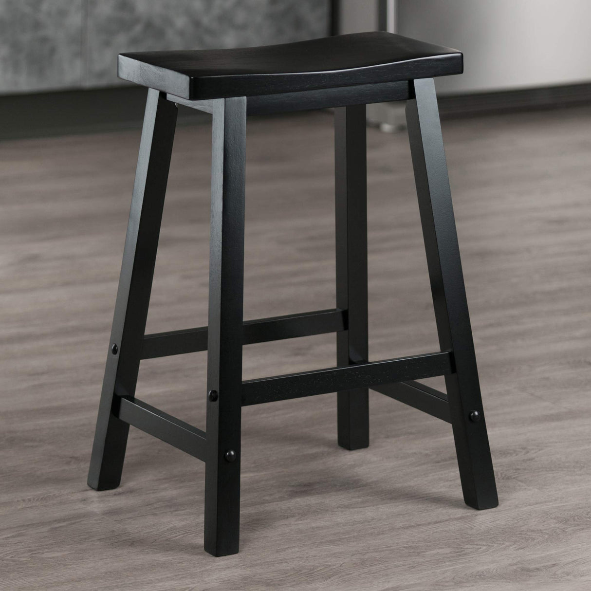 Winsome Satori Saddle Seat Counter Stool, for Kitchen, 24", Black Winsome