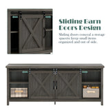 GAZHOME Modern Farmhouse TV Stand with Sliding Barn Doors, Media Entertainment Center Console Table for TVs up to 65”,2-Tier Large Storage Cabinets,Rustic TV Stand for Living Room Bedroom,Dark Grey GAZHOME