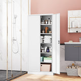 Fesbos Metal Storage Cabinet-72” Tall Steel File Cabinets with Lockable Doors and Adjustable Shelves-White Steel Storage Cabinet for Kitchen, Office, Garage Fesbos