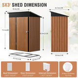 5x3 Ft Storage Shed, Outdoor Metal Shed with Floor Base& Lock, Small Lean to Shed, Compact Vertical Outside Bike Tiny House for Garden, Backyard, Patio, Tool Florise