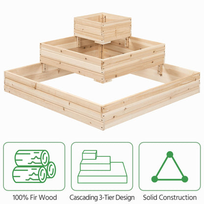 Yaheetech 3 Tier Wooden Raised Garden Bed 44.5'' L×44.5″ W×20.5″ H, 2 PCS Horticulture Open-Bottom Planter Raised Garden Bed for Flowers/Herbs/Vegetables Planter Flower Box - WoodArtSupply