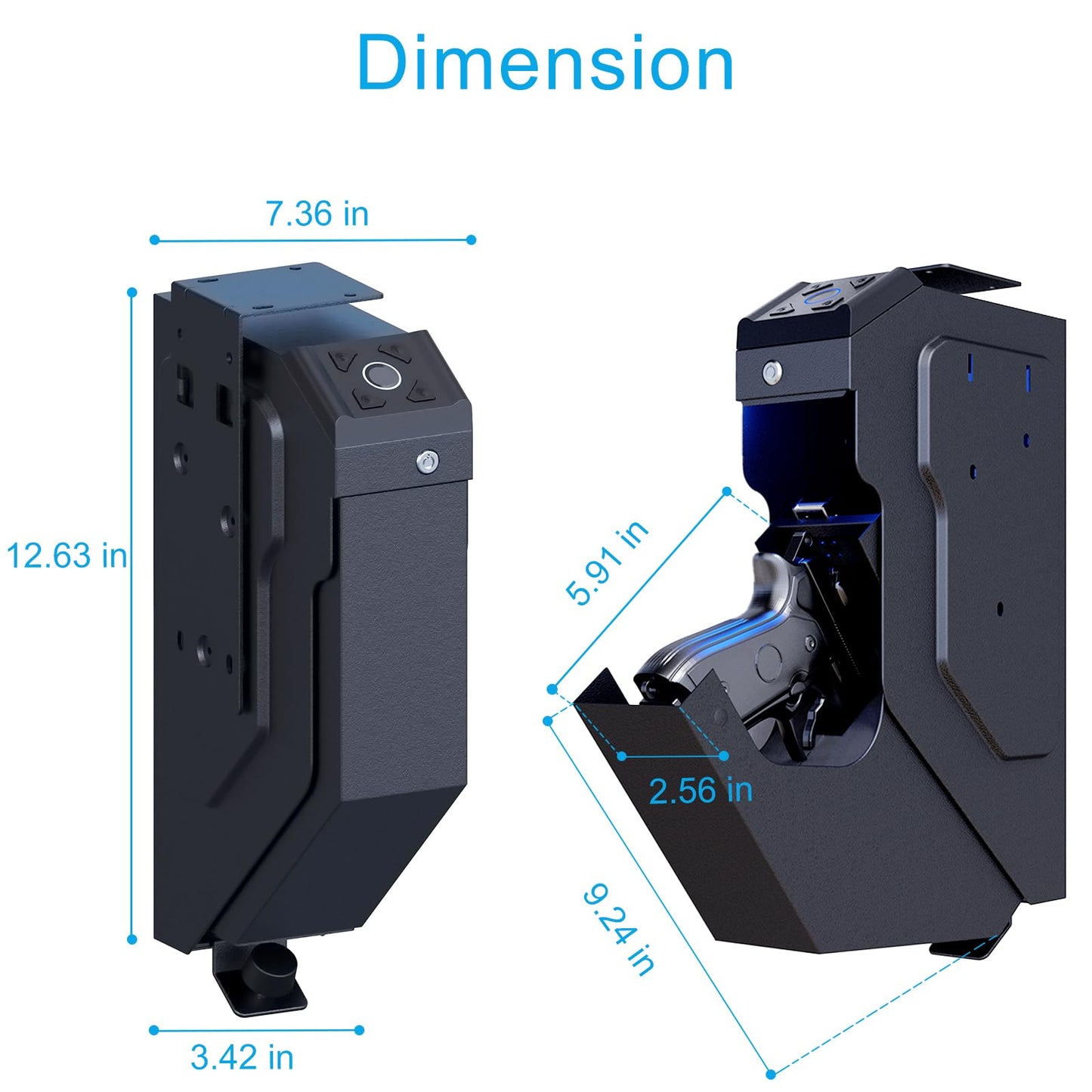 Gun Safe Biometric Quick Access Handgun Safes for Pistols Bedside Fingerprint Pistol safe Nightstand Smart Gun Safety Wall Mount Desk Keypad Key - WoodArtSupply