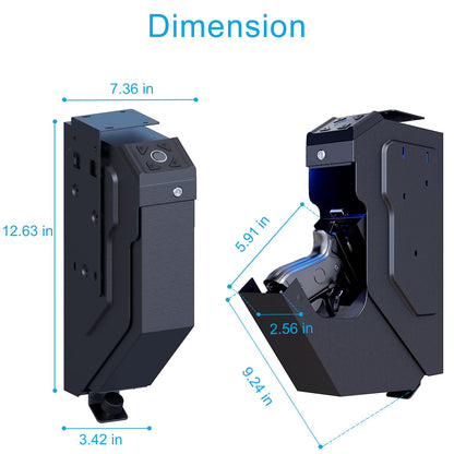 Gun Safe for Handgun Biometric Bedside Pistol Safe for Nightstand Fingerprint Drop Down Single Gun Safe Night Stand Desk Vehicle Mounted, Finger Print