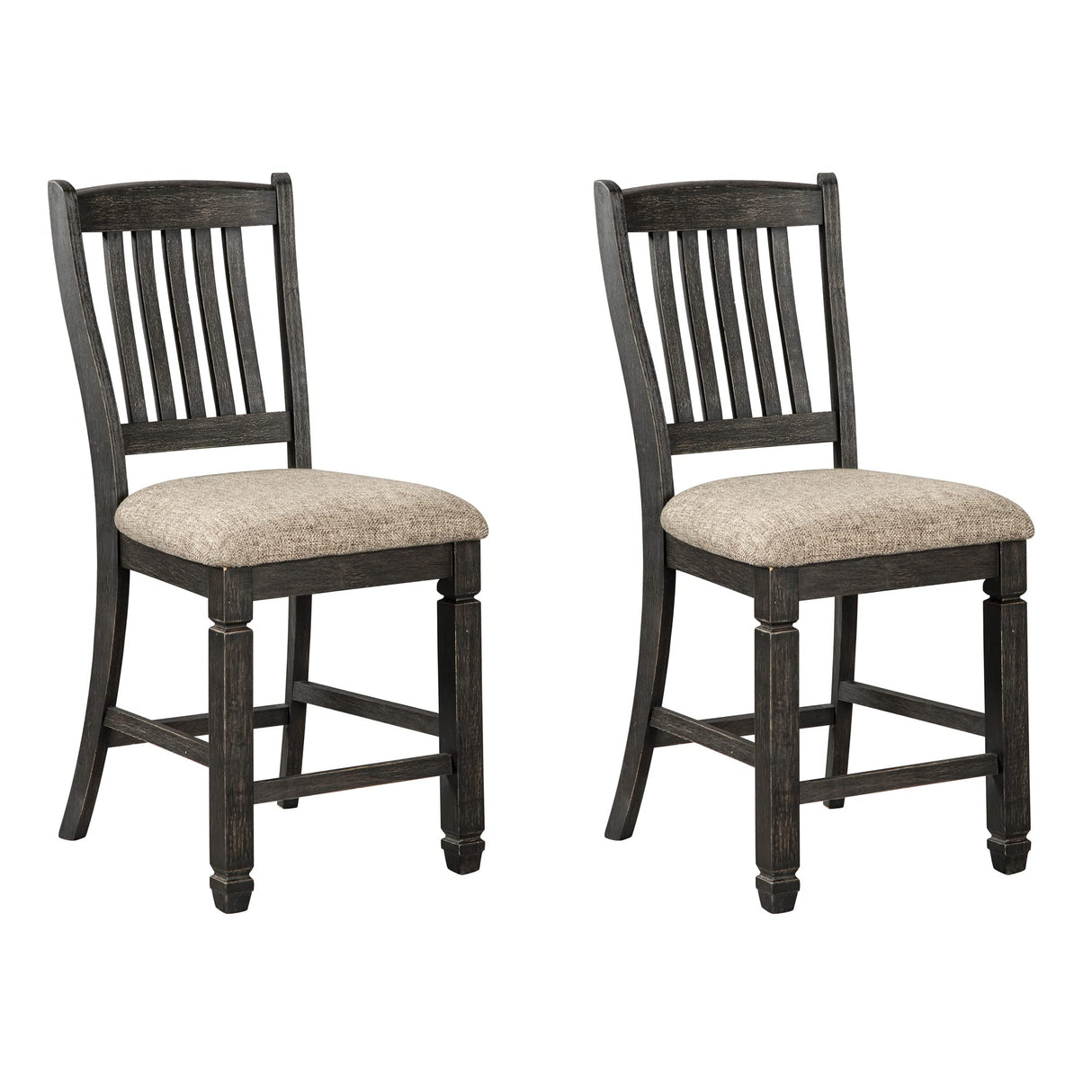 Signature Design by Ashley Tyler Creek Farmhouse 24.38" Counter Height Upholstered Barstool, Set of 2, Almost Black Signature Design by Ashley