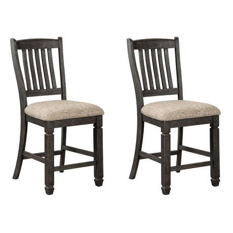 Signature Design by Ashley Tyler Creek Farmhouse 24.38" Counter Height Upholstered Barstool, Set of 2, Almost Black Signature Design by Ashley