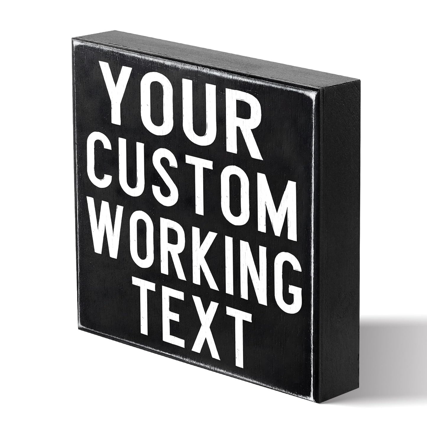 Your Custom Working Text Wood Box Sign Decor Desk Decorative Wooden Sign Rustic Home Bedroom Desk Bookshelves Counter Decoration Birthday Christmas Promotion For Women Men