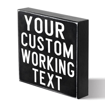 Your Custom Working Text Wood Box Sign Decor Desk Decorative Wooden Sign Rustic Home Bedroom Desk Bookshelves Counter Decoration Birthday Christmas Promotion For Women Men