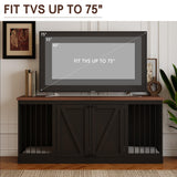 Dog Crate Furniture - Indoor Wooden Dog Kennel Furniture with Room Divider - 71"x23.6"x31.5"H, Black Faceket