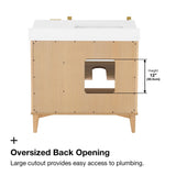 OVE Decors Indy 36 in. Undermount Single Sink Bathroom Vanity with White Engineered Marble Top, Rustic Ash OVE Decors